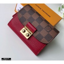 Louis Vuitton Damier Ebene Canvas Croisette Compact Wallet N60216 Red