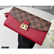 Louis Vuitton Damier Ebene Canvas Croisette Wallet N60207 Red