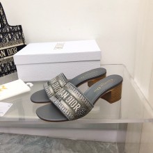 dior Cotton Metallic Thread Embroidery and Silver-Tone Strass dway heeled slides 2022