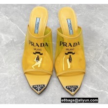 Prada Heel 9cm triangle logo Pvc slides Yellow 2022