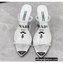 Prada Heel 9cm triangle logo Pvc slides White 2022