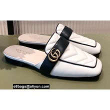 Gucci Double G Leather slipper 423694 Chevron White 2022
