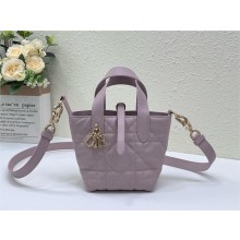 Dior Toujours Vertical Nano Tote Bag in PINK Macrocannage Calfskin 2025