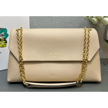 Prada Crossbody & Shoulder Bags Calfskin Cowhide Sheepskin Chains Beige 1BD367 2024