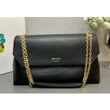 Prada Crossbody & Shoulder Bags Calfskin Cowhide Sheepskin Chains Black 1BD367 2024