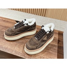 Prada suede mid-top sneakers ecru  2024