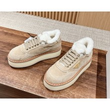 Prada suede mid-top sneakers beige 2024