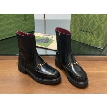 gucci horsebit leather ankle boots heel 4.5cm  2024