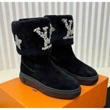 Louis Vuitton suede calfskin shearing boots black 2024