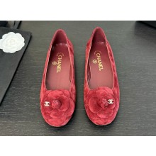 Chanel velvet camellia pumps suede red 2024