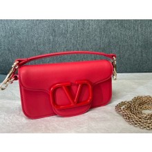 Valentino Garavani Loco Medium red Leather Shoulder Bag New 02 2024