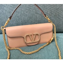 Valentino small Locò crystal-embellished shoulder bag beige 2024