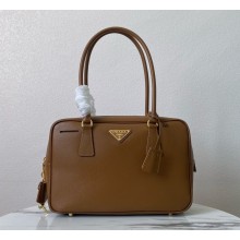 Prada brown Saffiano Lux Leather Bowler Bag 1BA328 2024