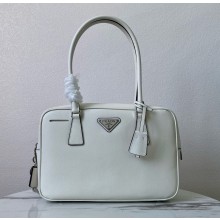 Prada White Saffiano Lux Leather Bowler Bag 1BA328 2024