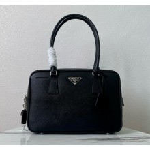 Prada black Saffiano Lux Leather Bowler Bag 1BA328 2024