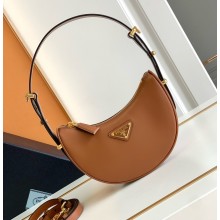 Prada Arqué leather hobo bag brown 1BC199 2024