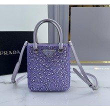 Prada diamond encrusted tote bag purple 1BA331 2024
