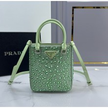 Prada diamond encrusted tote bag green 1BA331 2024