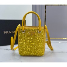 Prada diamond encrusted tote bag yellow 1BA331 2024