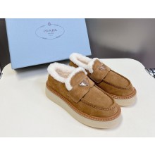 Prada Evolve suede platform loafers brown 2024