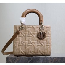 Dior Borsa media Lady Dior Rafia Graphic Cannage beige 2024