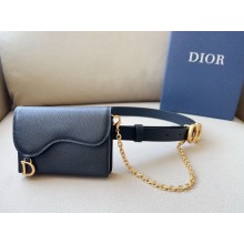 Dior Width 2cm Pouch Belt with Chain in Smooth Calfskin Black-01 2024