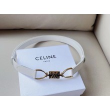 Celine Women Small Block Triomphe Belt in Taurillon Leather-white 2024
