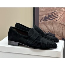 THE ROW NEW SOFT SUEDE LOAFERS black 2024