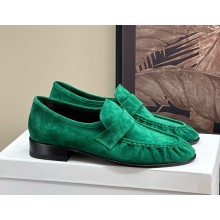 THE ROW NEW SOFT SUEDE LOAFERS green 2024