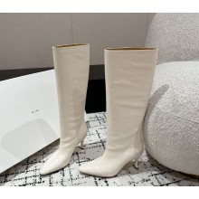 BY FAR women's boots white leather heel 4.5cm 2024