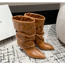 Isabel Marant women's boot brown leather  heel 5.5cm 2024