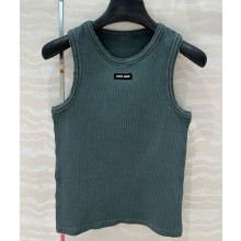 MIU MIU Ribbed knit tank top green 2025