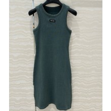 MIU MIU ribbed knit jersey mini-dress green 2025
