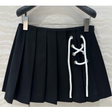 Prada Pleated stretch drill miniskirt Navy P104W 2025