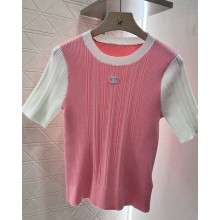 CHANEL kint t-shirt pink/white 2025
