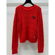 CHANEL women's long sleeve knitted sweater red 2025