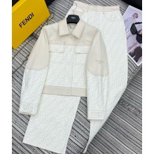 FENDI Blouson White FF denim jacket + pants white 2025