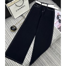 CHANEL WOMEN'S DENIM PANTS BLACK 2025