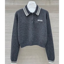 MIU MIU Wool and cashmere polo shirt grey 2025