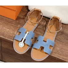 Hermes Santorini sandal in denim 17 2025