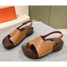 Hermes oran sandal in calfskin bown 2025