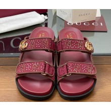 Gucci Women's mules with Double G and crystal burgundy GG canvas 2025
