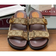 Gucci Women's mules with Double G and crystal Beige and dark brown GG canvas 2025