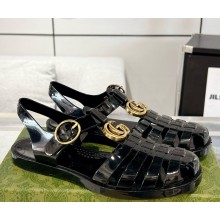 Gucci Women/Men Double G sandals black gold-toned hardware 2025