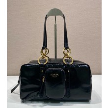 Prada Dangle medium leather top-handle bag 1BB138 black 2025