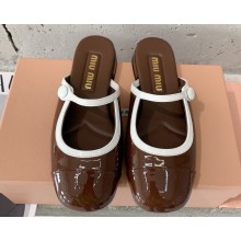 Miu Miu Patent leather mule coffee/white 2025