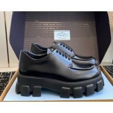 Prada platfrom leather loafers black 2025