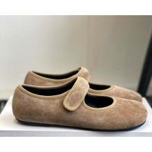 The Row suede Mary Janes beige 2025