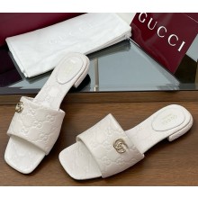Gucci Women's slide sandal with Double G 816330 Ivory GG leather 2025
