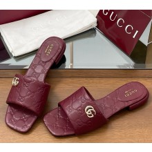 Gucci Women's slide sandal with Double G 816330 red GG leather 2025